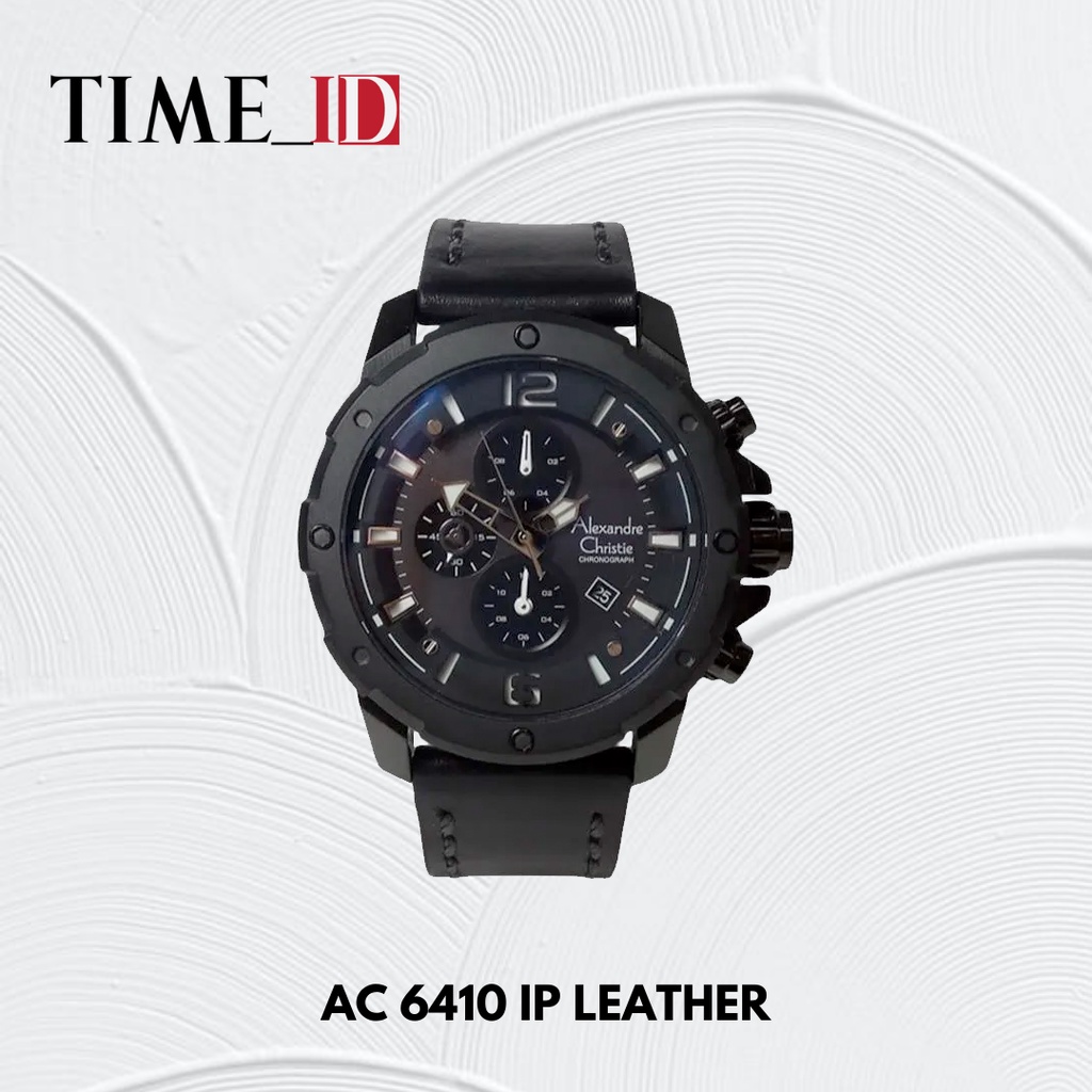 Jam Tangan Alexandre Christie 6410 BLACK LEATHER Pria