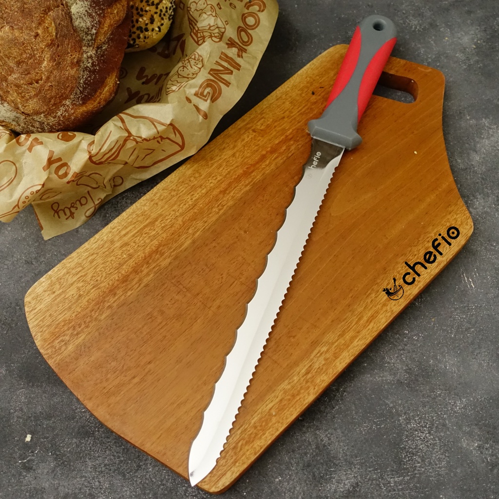 Chefio Pisau Roti Gerigi Pemotong Cake 2 Sisi Stainless / Bread Knife