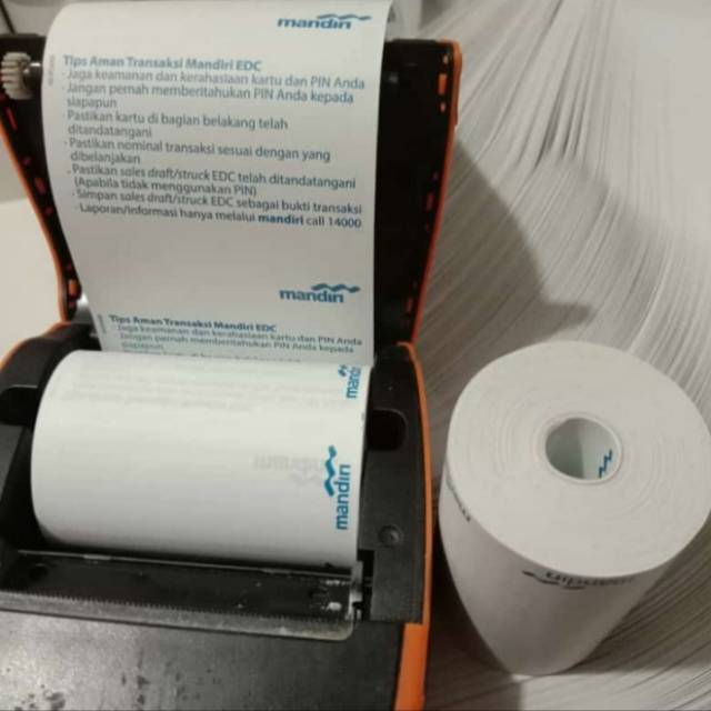 

Kertas Thermal Edc Logo Bank Mandiri 57x40mm Paket 10 Roll