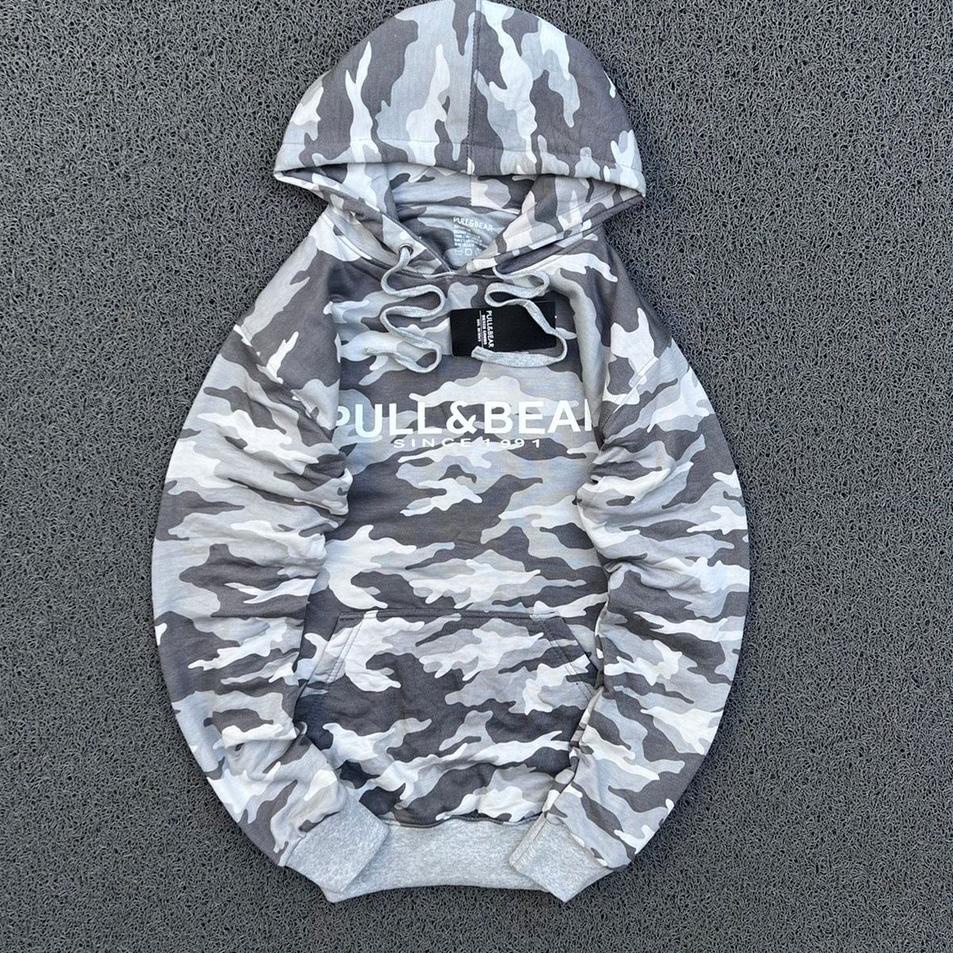 Model Baru.. FREE PAPER BAG JAKET HOODIE PULL & BEAR LORENG CAMO IMPORT / SWEATER PULL AND BEAR FULL