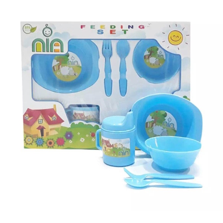 Feeding Set Sedang / Tempat Makan Bayi Nia Ukuran Sedang / Tempat Makan(PACKING AMAN)