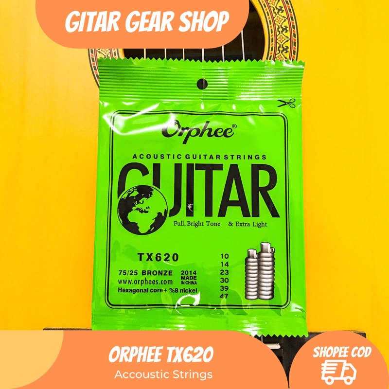 SENAR GITAR AKUSTIK SENAR GITAR ORPHEE SENAR ORPHEE SENAR GITAR STRING SENAR GITAR STRINGS TX620 FULLSET GREEN PACKAGING