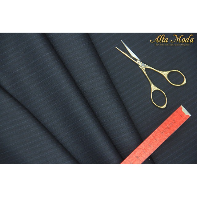 

Alta Moda Fancy Wool Trend Pin Stripe Black On Faded Blue Pin (1M)