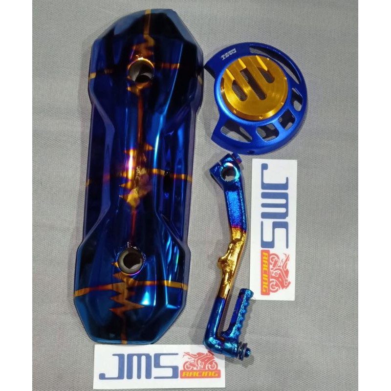 tameng zoomer/knalpot 2 tone 1 set tutup kipas cnc selahan/engkolan honda beat vario 110 fi/125 150