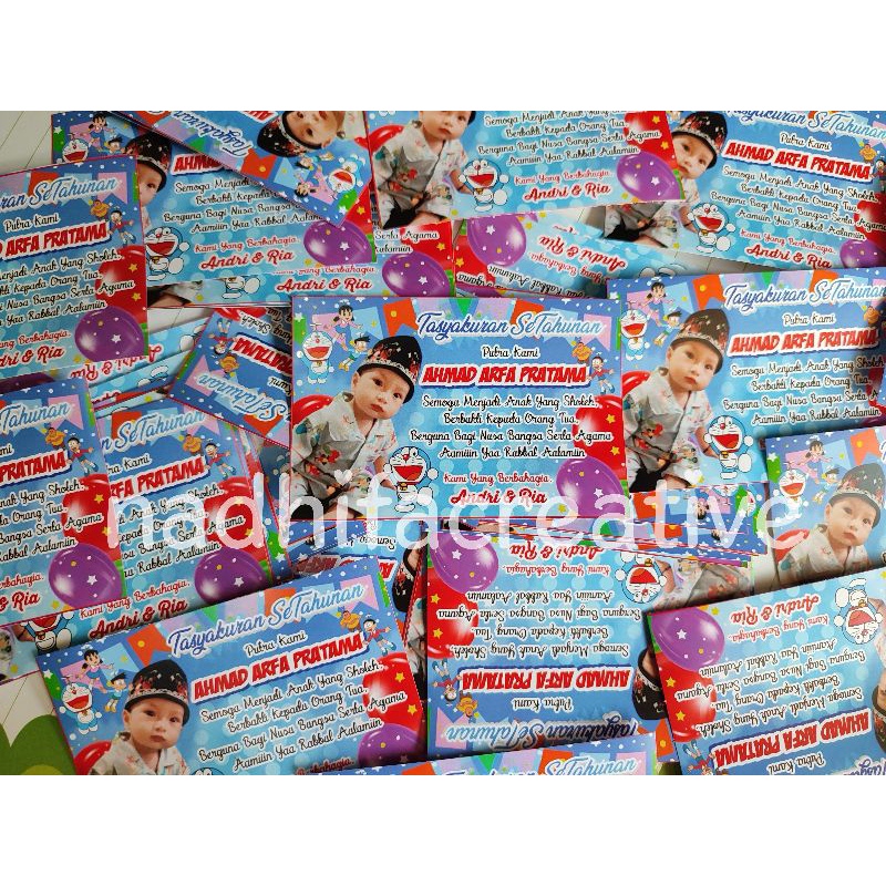 

Stiker Tasyakuran Setahunan Gambar Doraemon + Foto Anak