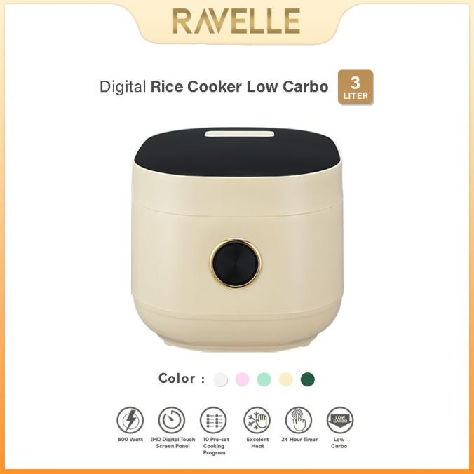 DISKON Rice Cooker Ravelle 3 Liter - Digital Rice Cooker Low Carbo Mini