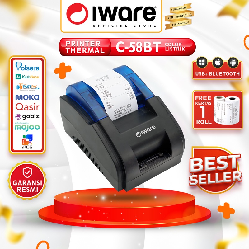 Gambar cara menggunakan printer Bluetooth Iware - Homecare24