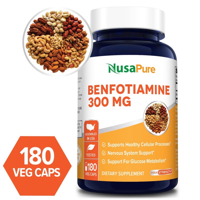 NUSAPURE Benfotiamine 300 mg, 180 Veggie Caps