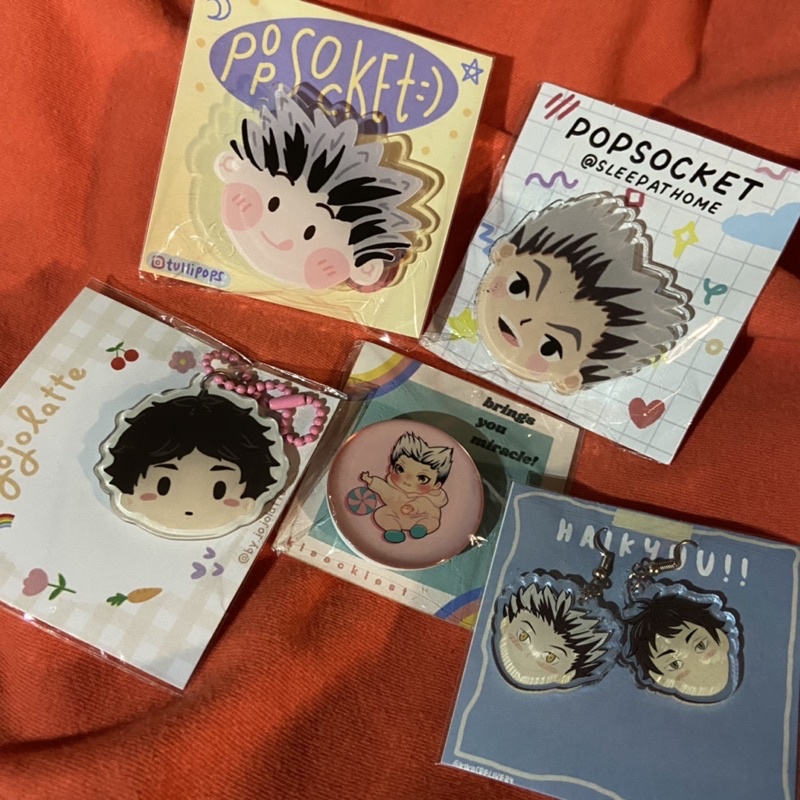 BOKUTO POPSOCKET BOKUAKA AKAASHI EARRINGS ANTING ANIME HAIKYUU