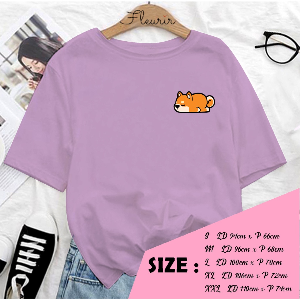 FLEURIR - COD KAOS WANITA SHIBA INU MAGER PRIA REMAJA DEWASA UNISEX TSHIRT JUMBO