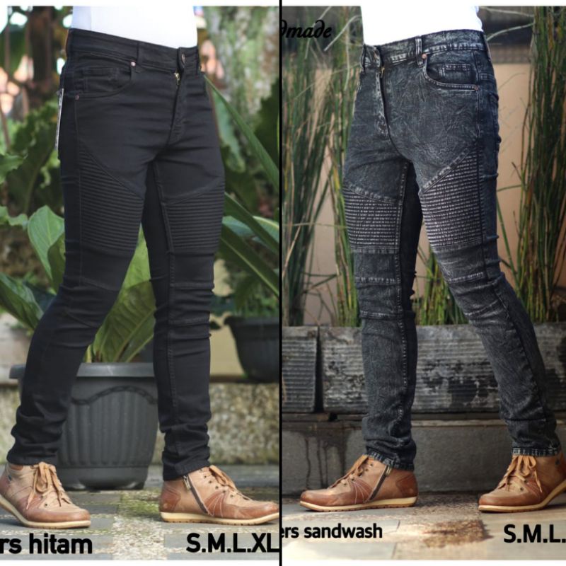 Celana Jeans Bikers Sobek Ripped Handmade