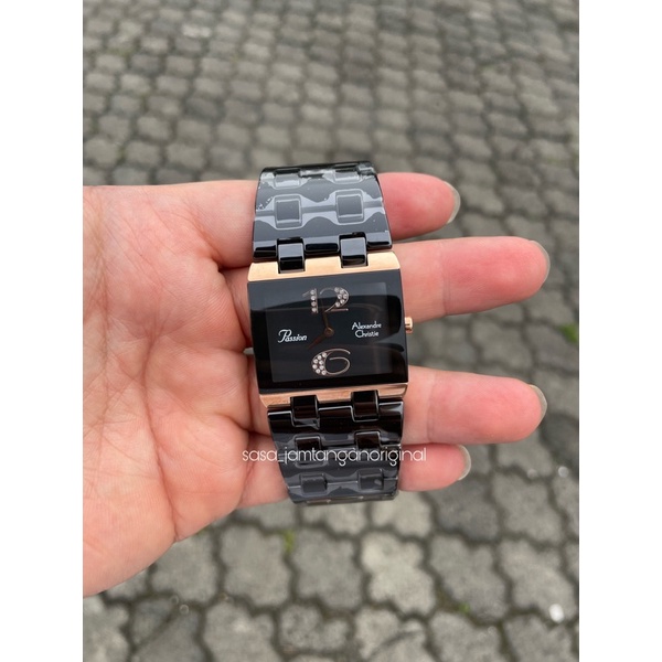 jam tangan alexandre christie ac 2881 original keramik hitam