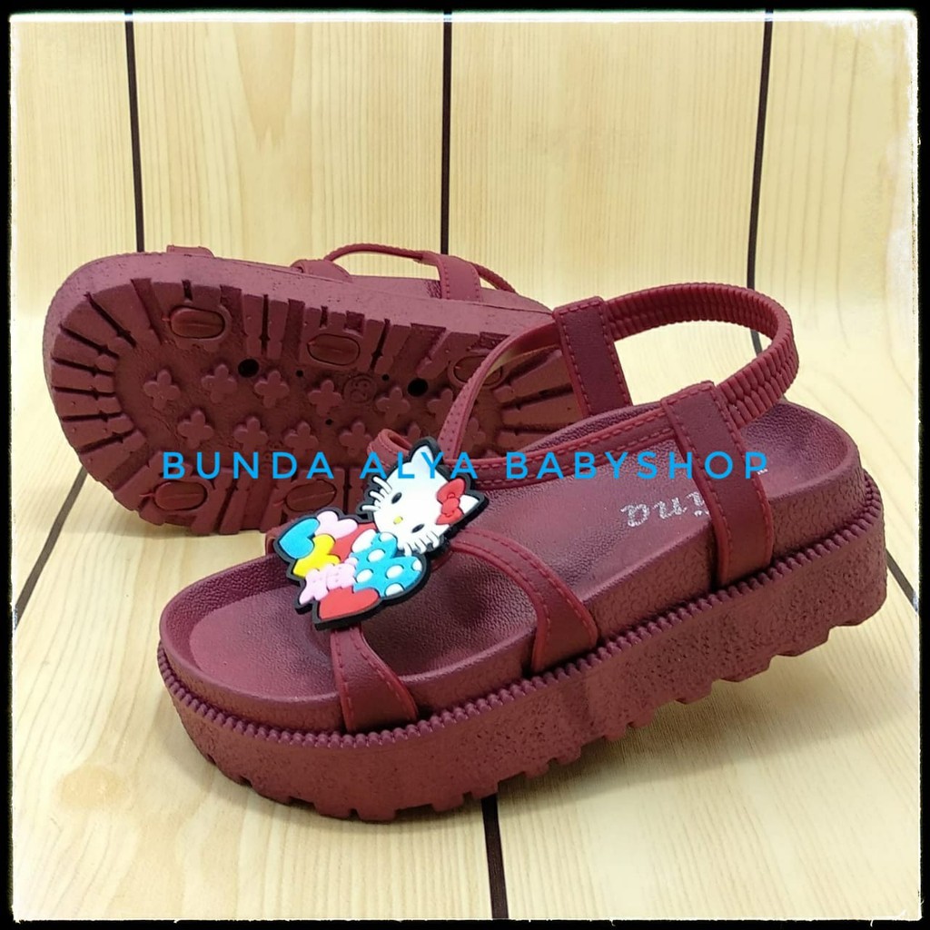 Sandal Anak Perempuan Jelly Usia 4 5 6 Tahun MARUN - Sendal Anak Cewek Karet Size 29 - 34 Kucing Alas Karet Anti Licin