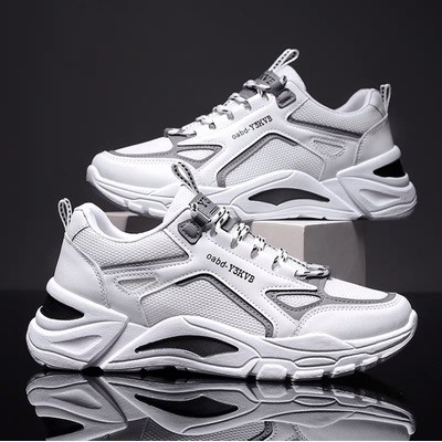 Sepatu Pria Sneakers Sepatu Olahraga Cowok Bertali Import Stylist Nyaman Dipakai Bagus Keren Modis-PUTIH