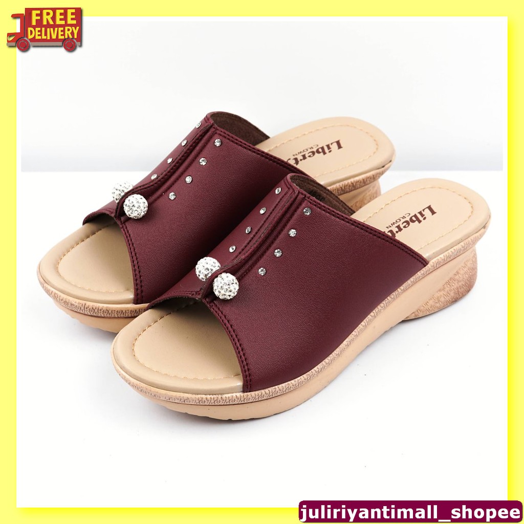 Sandal Wanita | Sandal Wedges Wanita Import Branded Batam Emory N XC461 Wedges Sandal Slip Casual