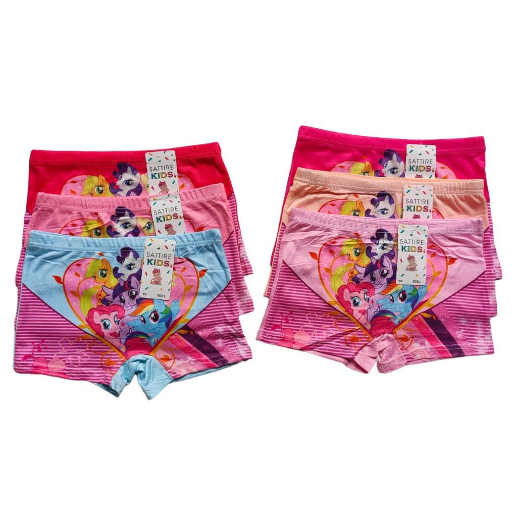 3 Pcs Boxer Anak Perempuan Celana Dalam Boxer Anak Cewek SATTIRE KIDS