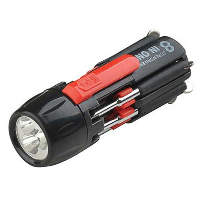 Obeng 8 in 1 Senter Lampu led multifungsi Screwdrivers travel