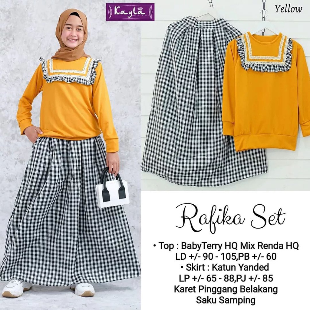 Baju Stelan Rok Anak Perempuan Motif Kotak Kotak