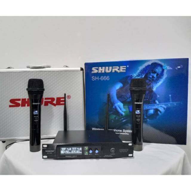 Mic Wireless Shure SH666 SH-666 SH 666 UHF 2 Mic Handheld Koper Besi