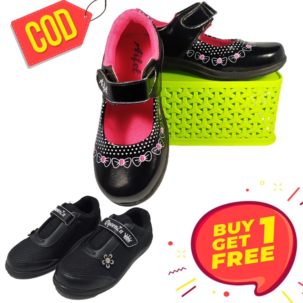 Sepatu Sekolah Pantofel Flat Shoes Hitam Anak Perempuan Cewek Wanita Umur 2 3 4 5 6 7 8 9 10 Tahun T
