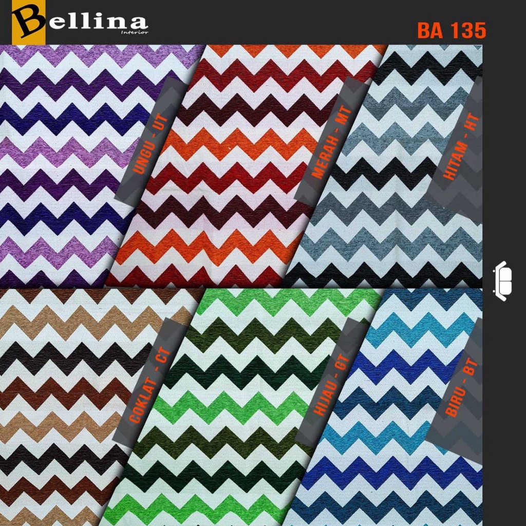 KAIN SOFA CHENILLE MOTIF ZIGZAG CHEVRON / KAIN KURSI ZIGZAG / KAIN SOFA JOK KURSI SARUNG BANTAL MOTI