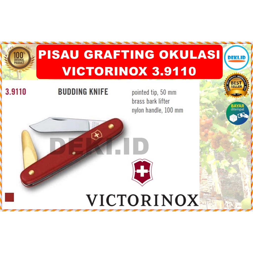 Pisau Grafting Victorinox Swiss 3.9110 Okulasi Original Lipat Saku Stek Cangkok Ranting Pohon Buddin
