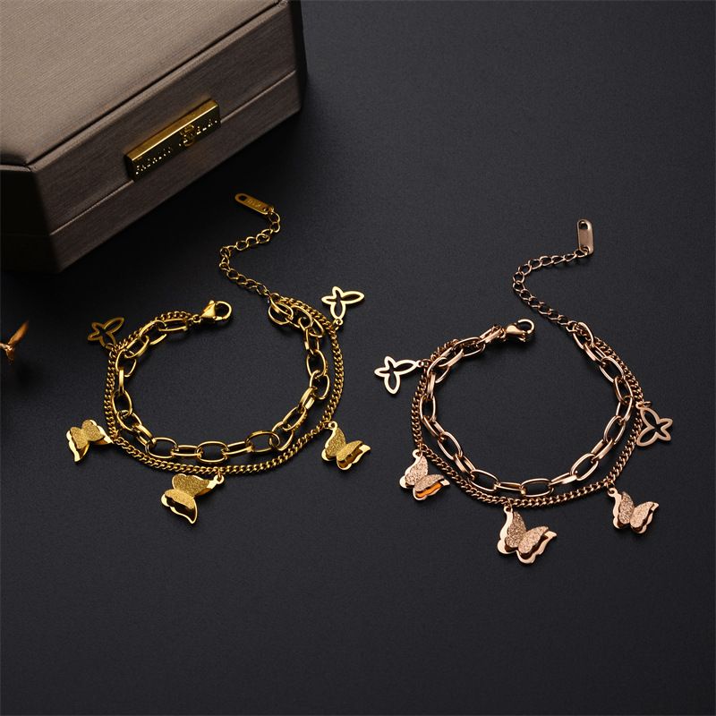 5121 Gelang Tangan Korea Titanium Anti Karat Model Kupu - ercassia