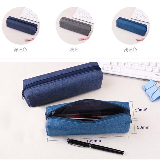 

1Pc Kotak Pensil/Make Up Warna Polos Bahan Kanvas dengan Hiasan Bola Bulu