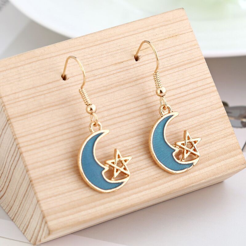 Anting wanita model bintang galaxy alam semesta moon star korea jepang terbaru cantik bagus hadiah