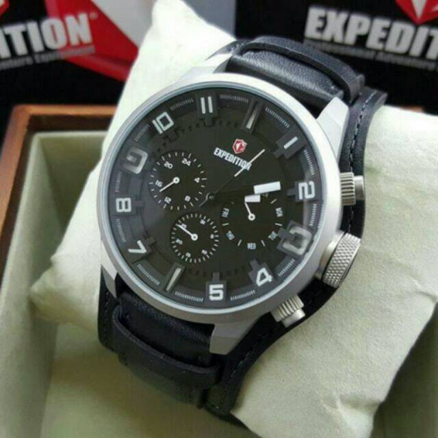 JAM TANGAN PRIA ELEGAN EXPEDITION E6629 BLACK SILVER 100% ORIGINAL RESMI
