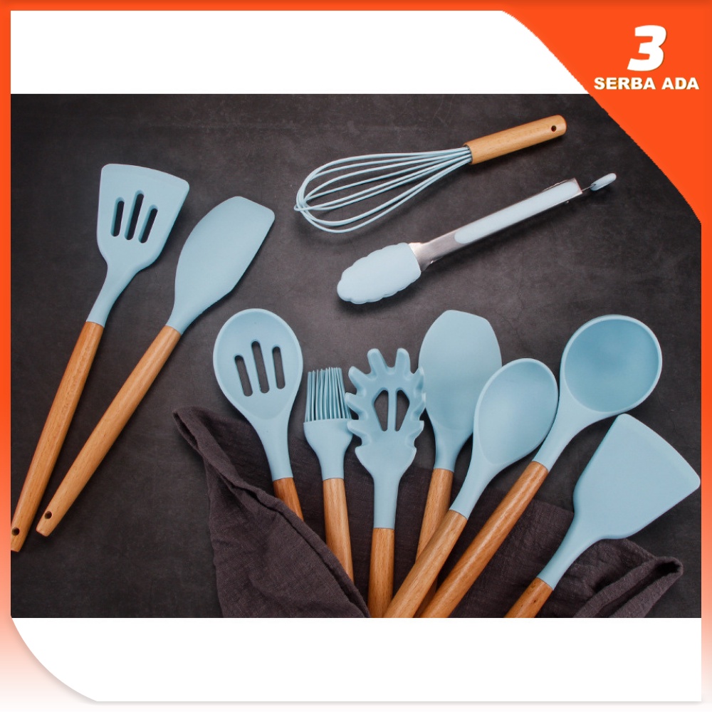 Alat Masak Set Tahan Panas / Kitchen Tools Set Gagang Kayu / Peralatan Masak Set Tahan Panas