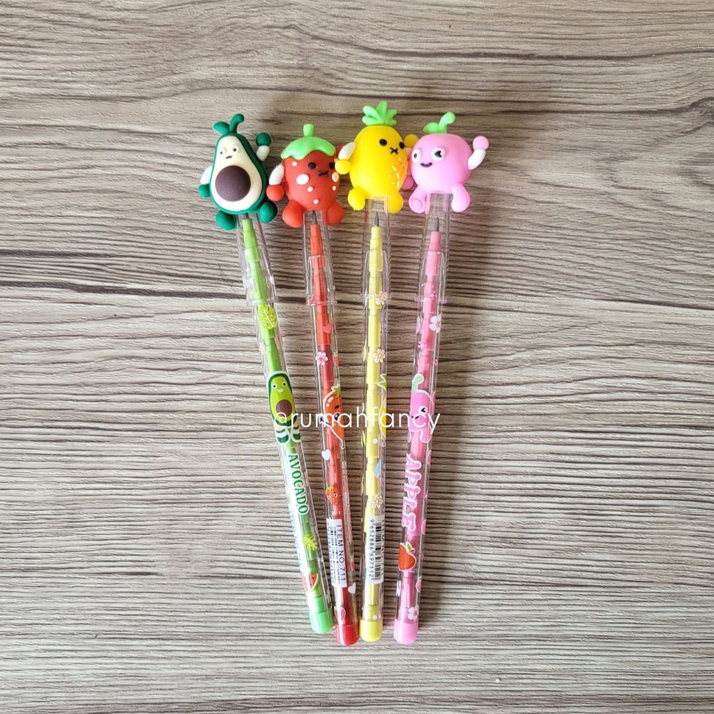

[1 PCS] Pensil Bensia Onde FRUIT Buah Apel Strawberry Nanas Avocado / Pensil Bensia Karakter /