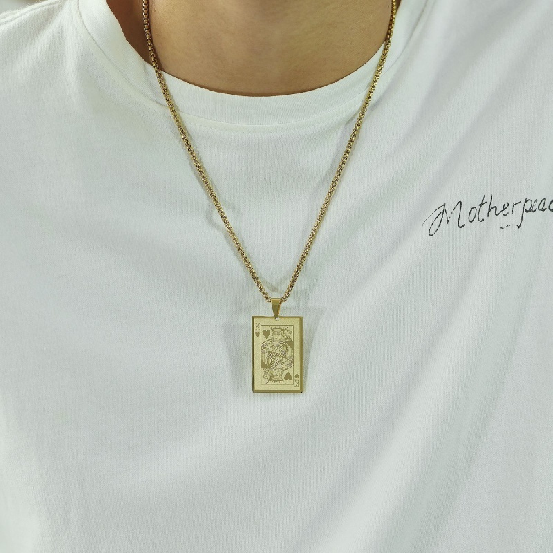 Kalung Liontin Kartu K Heart King Gaya Vintage Untuk Pria