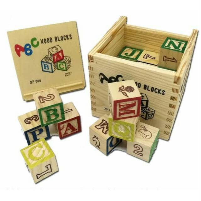 IPMToys - Balok Huruf dan Angka / Balok Alpabet / ABC Wood Blocks - Mainan Edukasi Anak