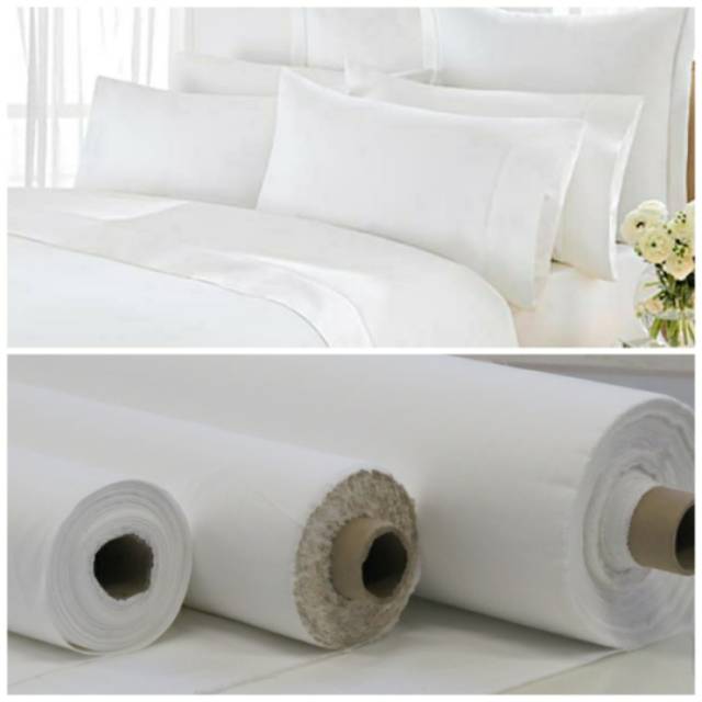 KAIN SPREI SELIMUT PAKAIAN PUTIH METERAN | MICROTEX | KATUN EMBOS
