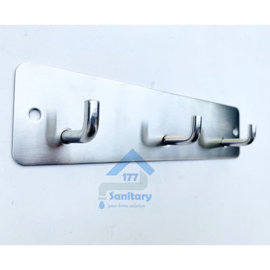 Gantungan Baju 3 Kait Stainless 304 - Kapstok Cantolan Hook Hooks Baju 3 Kiat Mini Stenlis D002