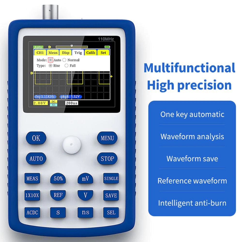 FNIRSI Digital Oscilloscope Handheld Portable 110MHz 500MS/s - 1C15 - Blue