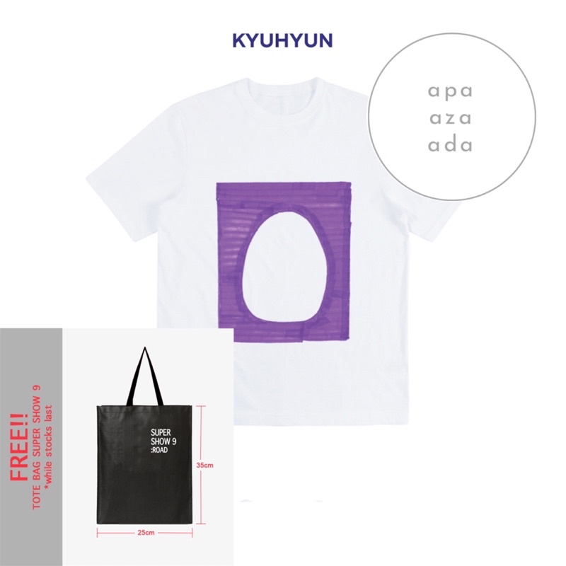 SUPER JUNIOR KYUHYUN HANDWRITING TSHIRT SUPER SHOW 9 LIMITED EDITION FREE TOTE BAG kaos unisex coupl