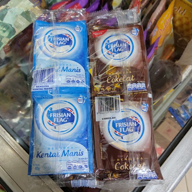 

FRISIAN FLAG BENDERA SUSU KENTAL MANIS/COKLAT SACHET @40GR ISI 6