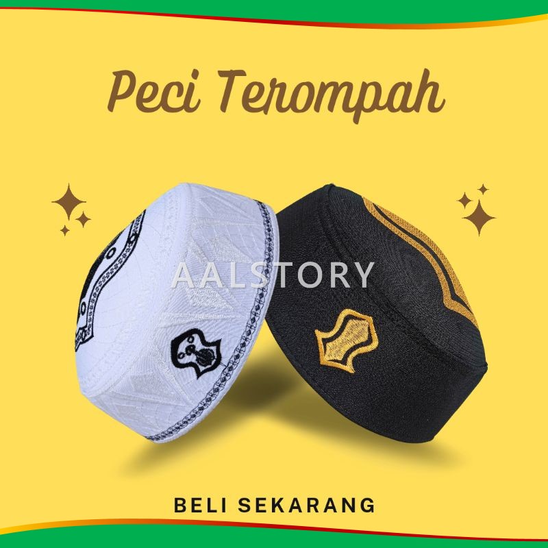 Peci malaysia kopiahTerompah Nabi kopiah haji kopyah santri putih dan hitam