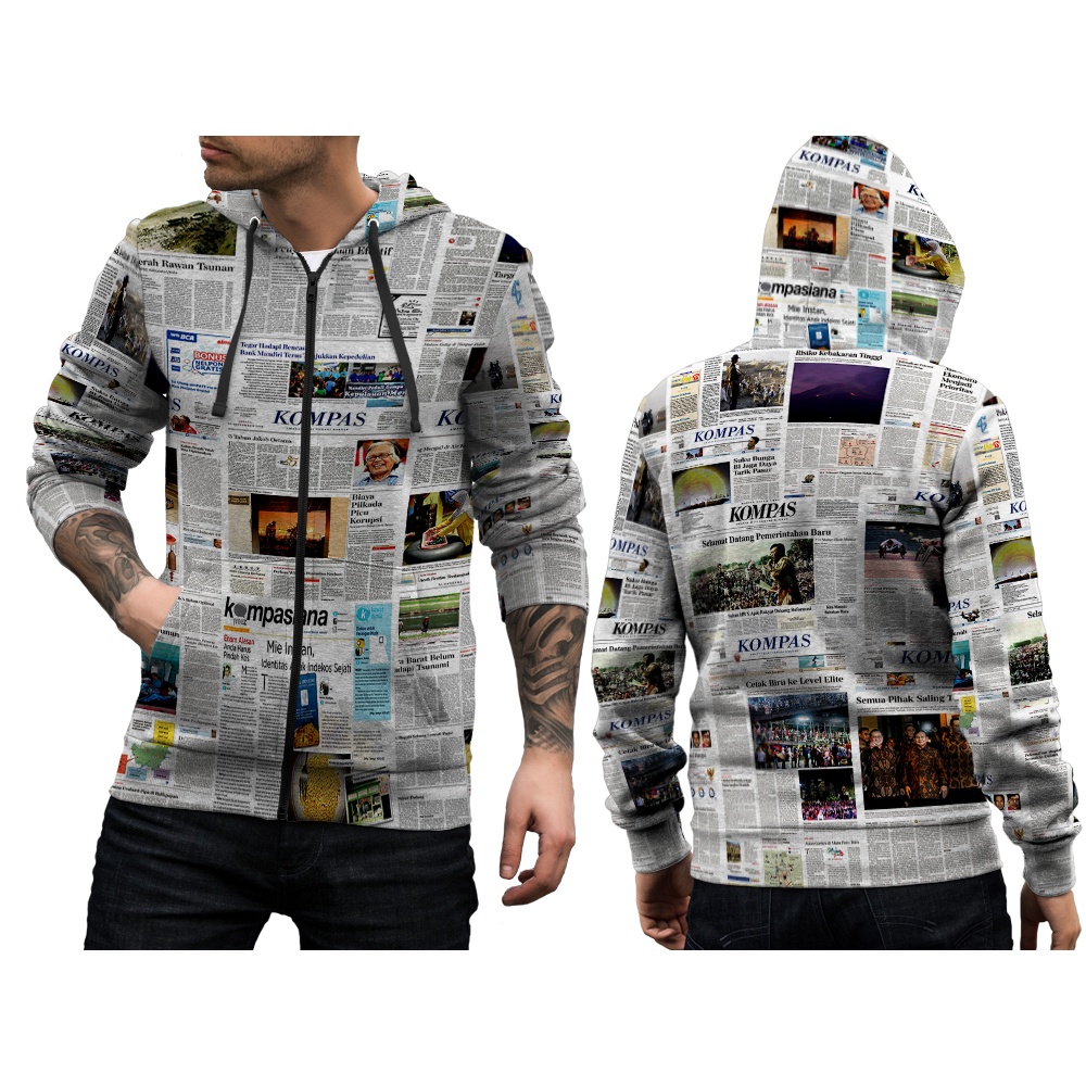Jaket Hoodie Zipper Koran Kompas / Jaket Motif Koran Kompas / Jaket Motif Koran Tempo