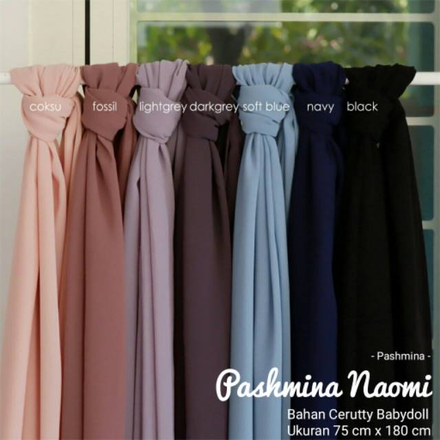 TERLARIS !! TERMURAH !! HIJAB PASHMINA/JILBAB PASHMINA NAOMI CERUTY PREMIUM - BAHAN CERUTY BABYDOLL