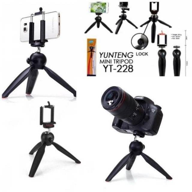 TRIPOD CAMERA YUNTENG MINI YT-228 | TRIPOD MINI YT228 UNIVERSAL | TRIPOD SELFIE YT 228