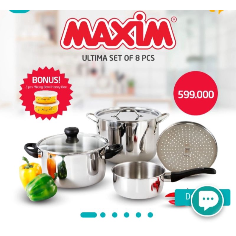 Maxim Ultima Set of 8/Alat Masak Maxim/Dutch Oven Maxim/Steamer Maxim/Set Panci Maxim
