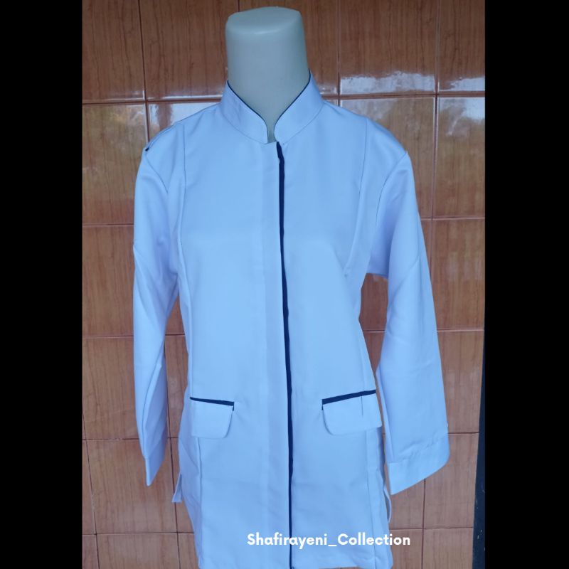 Baju Dinas Putih List Navy Wanita / Baju ASN Wanita