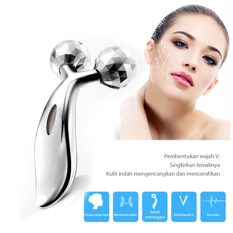 ZILLO Roller Alat Pijat Wajah Pengencang Payudara Roller 3D Massage Relaksasi Pelancar Sirkulasi Darah Face Roller Massager Alat Pijat Wajah Face Lift Kulit 3D Facial