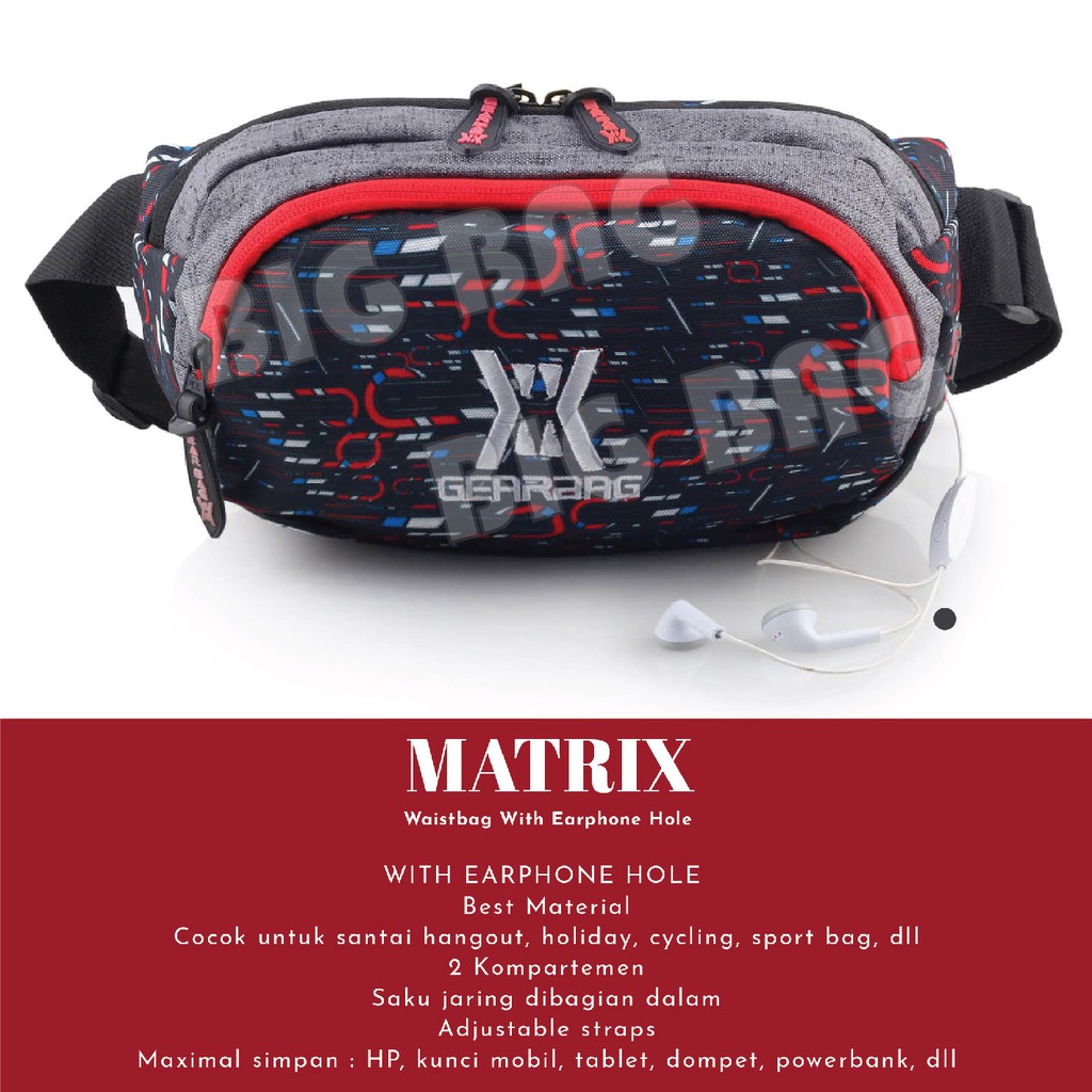 Gear Bag MATRIX Port - 13105 - Waistbag WITH EARPHONE HOLE - Tas Selempang Pria Tas Pinggang Groovy