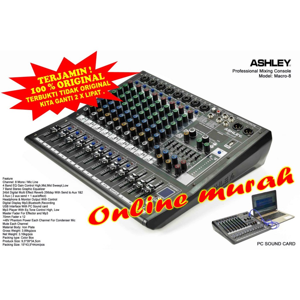 Mixer Ashley Macro 8 macro8 Original 8 Channel