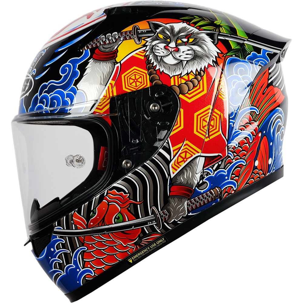 NJS ZX-1R FIBERGLASS BUSHIDO Black - Helm Full Face (FREE Visor Iridium ) - Helm Fullface | NJS ZR |