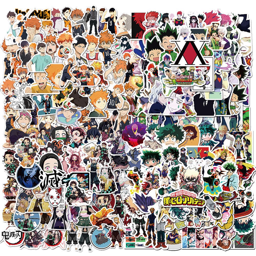 Image of 50pcs Stiker Anime One Piece Naruto Haikyuu Demon Slayer Hunter X Hunter Dragon Ball Untuk Koper Laptop Skateboard #0